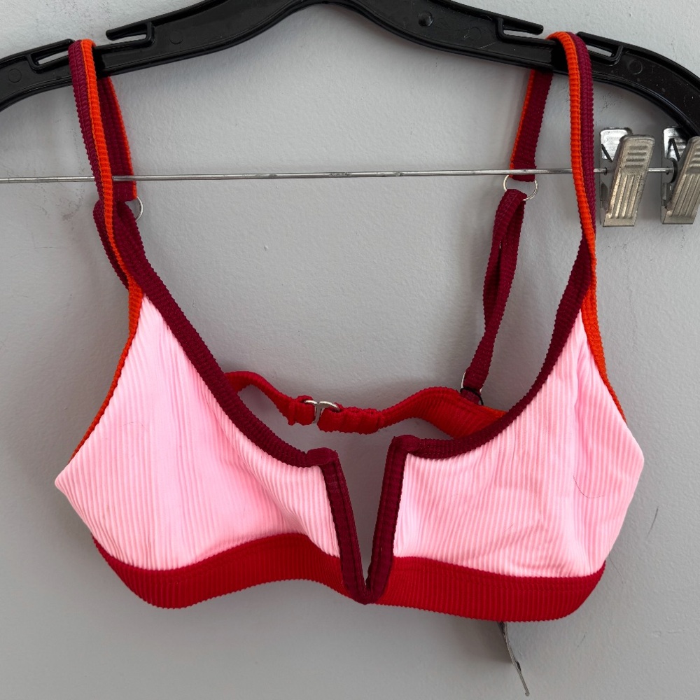 BRAND NEW Oneone Swimwear Red & Pink Bikini Top in Medium